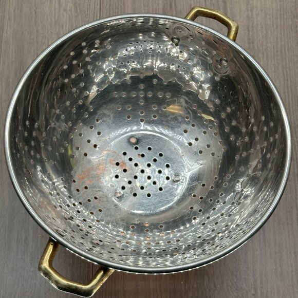 VTG Colander Copper w/ Brass Handle Footed Pedestal Strainer Rustic 9" - Picture 4 of 9
